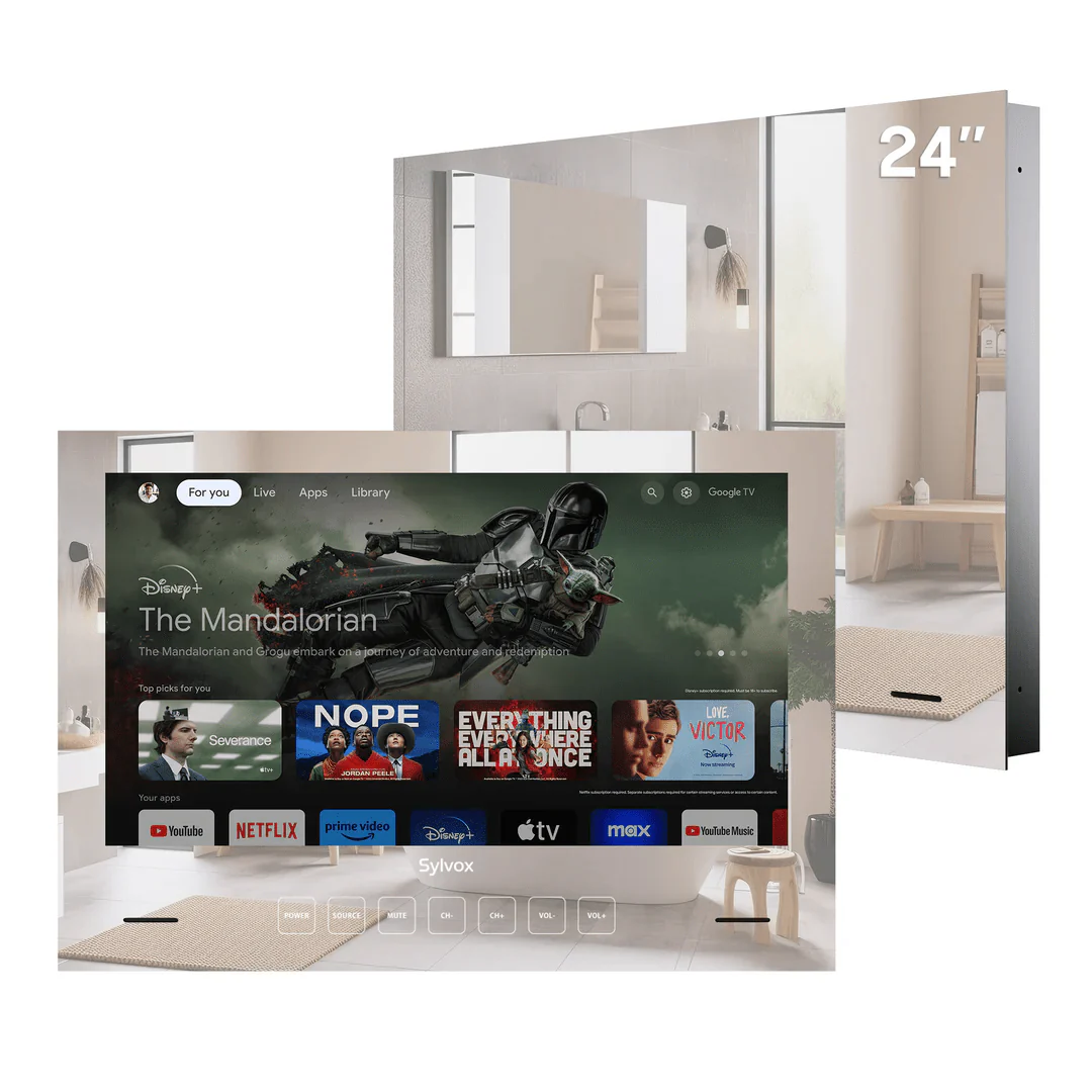 24" Waterproof Smart Bathroom Mirror TV(Embedded Wall Model)