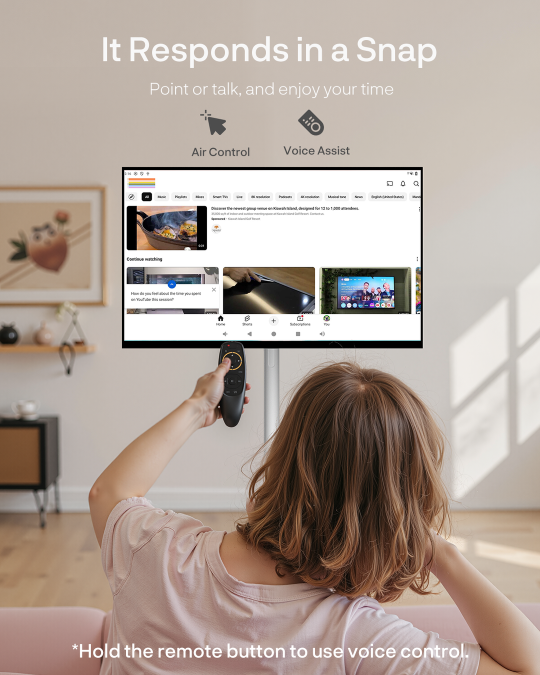 32" Portable Battery-Powered Smart TV on Wheels with Touchscreen (Rolling TV Series)