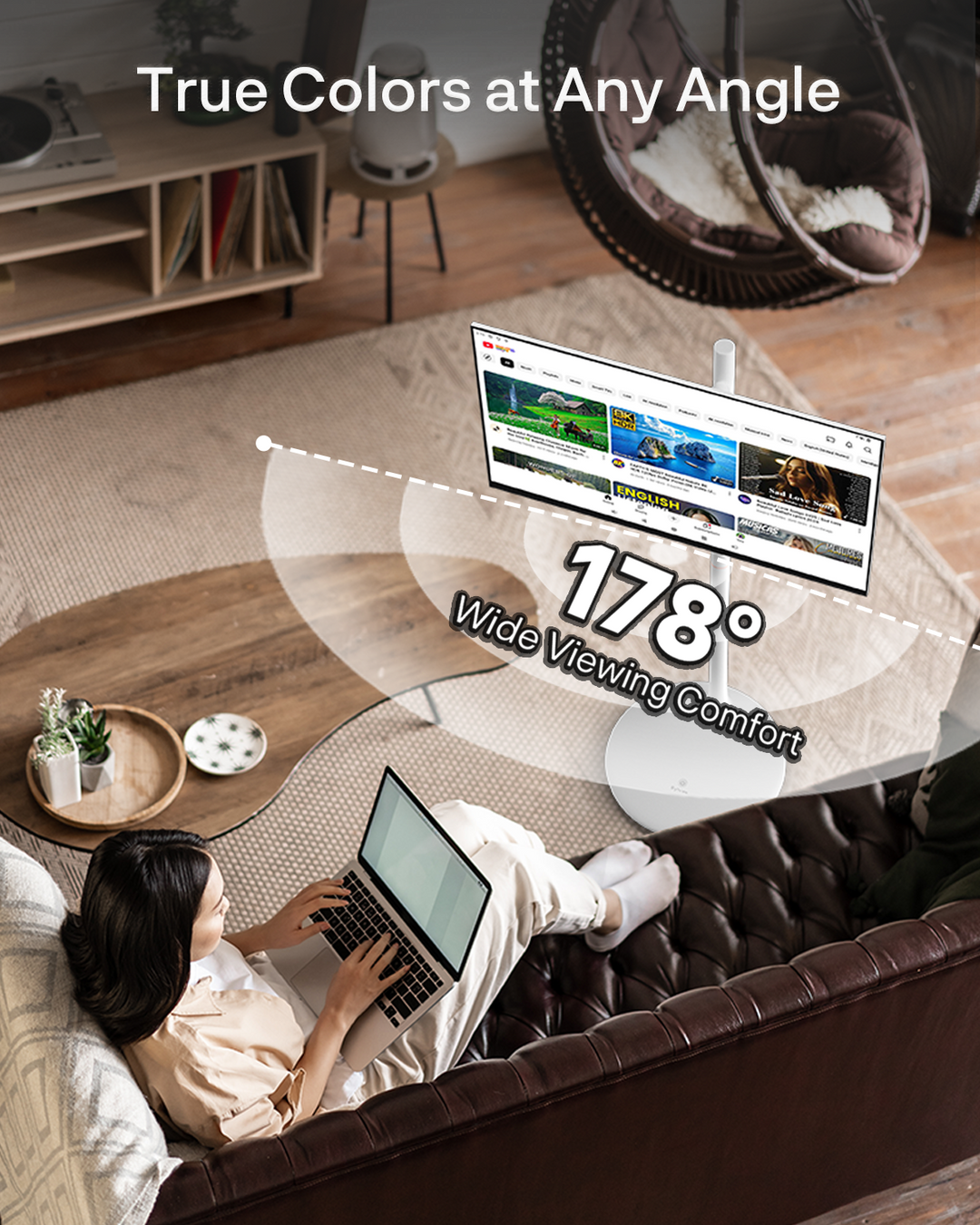 32" Portable Battery-Powered Smart TV on Wheels with Touchscreen (Rolling TV Series)