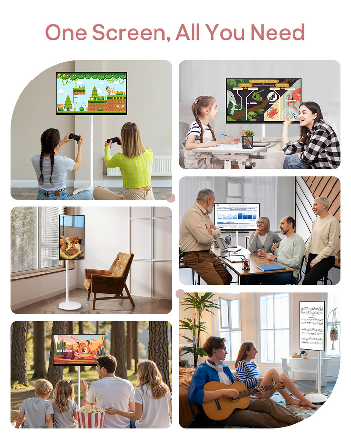 32" Portable Battery-Powered Smart TV on Wheels with Touchscreen (Rolling TV Series)